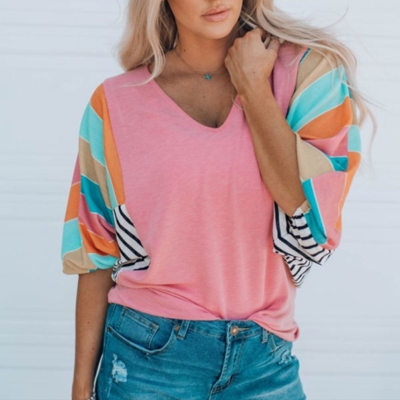 Summer ☀️  is coming🌼 Trendy colorblock striped top - Picture 3 of 6